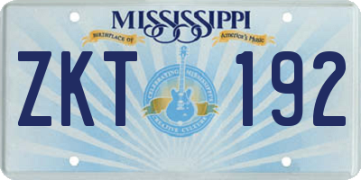 MS license plate ZKT192