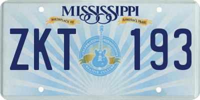 MS license plate ZKT193