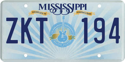 MS license plate ZKT194