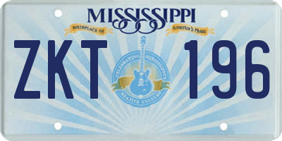MS license plate ZKT196