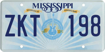 MS license plate ZKT198