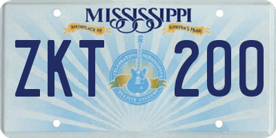 MS license plate ZKT200