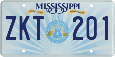 MS license plate ZKT201