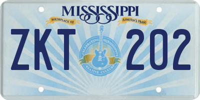 MS license plate ZKT202