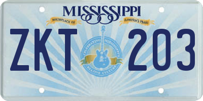 MS license plate ZKT203