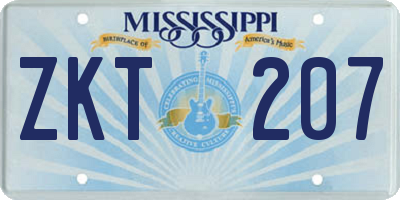 MS license plate ZKT207