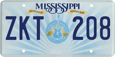 MS license plate ZKT208
