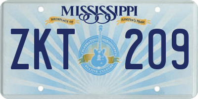 MS license plate ZKT209