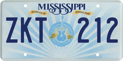 MS license plate ZKT212