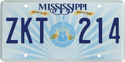 MS license plate ZKT214