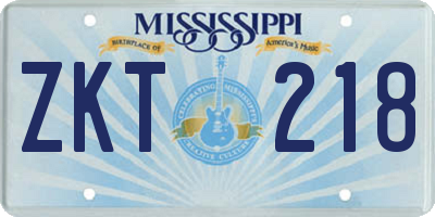 MS license plate ZKT218
