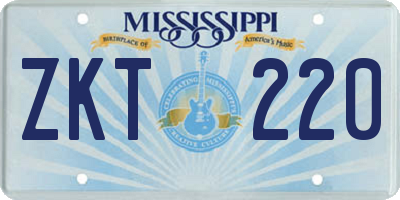 MS license plate ZKT220