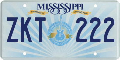 MS license plate ZKT222