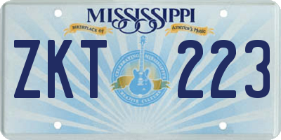 MS license plate ZKT223