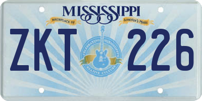 MS license plate ZKT226