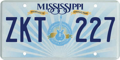 MS license plate ZKT227