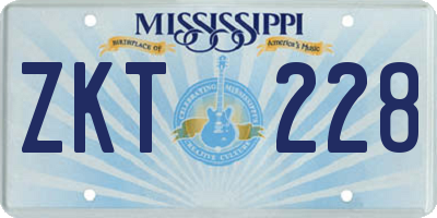 MS license plate ZKT228