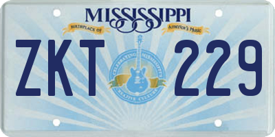 MS license plate ZKT229