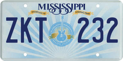 MS license plate ZKT232