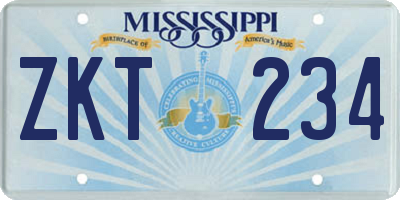 MS license plate ZKT234