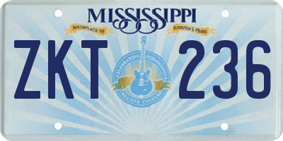 MS license plate ZKT236