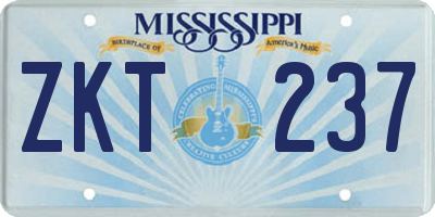 MS license plate ZKT237