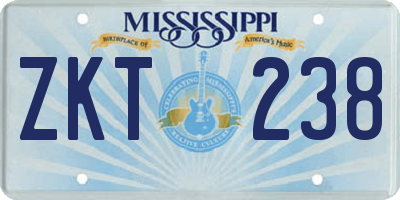 MS license plate ZKT238