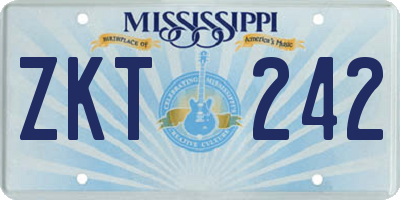 MS license plate ZKT242