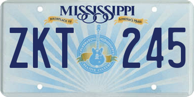 MS license plate ZKT245