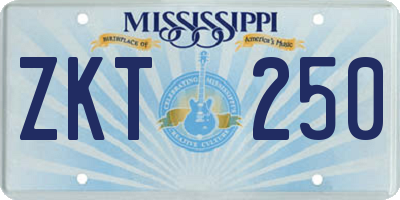 MS license plate ZKT250