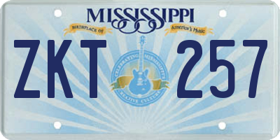 MS license plate ZKT257