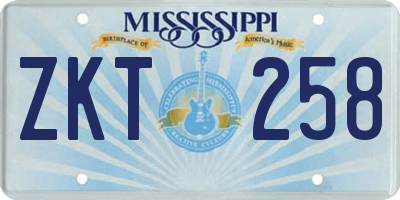 MS license plate ZKT258