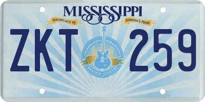 MS license plate ZKT259