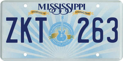 MS license plate ZKT263