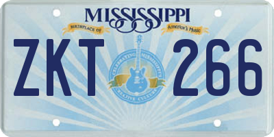 MS license plate ZKT266