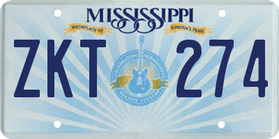 MS license plate ZKT274