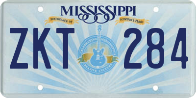 MS license plate ZKT284