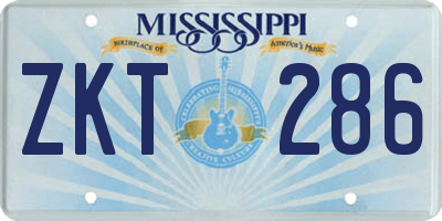 MS license plate ZKT286