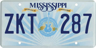 MS license plate ZKT287