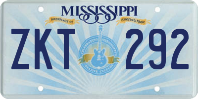 MS license plate ZKT292