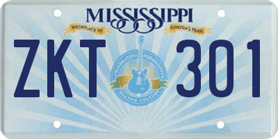 MS license plate ZKT301