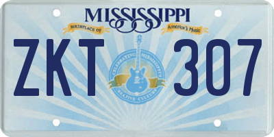 MS license plate ZKT307