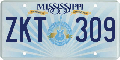 MS license plate ZKT309