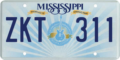MS license plate ZKT311