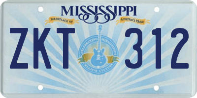 MS license plate ZKT312