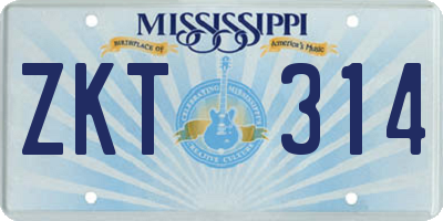 MS license plate ZKT314