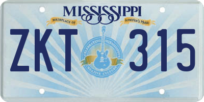 MS license plate ZKT315