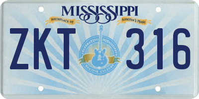 MS license plate ZKT316