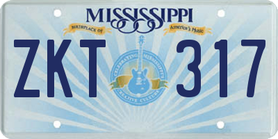 MS license plate ZKT317