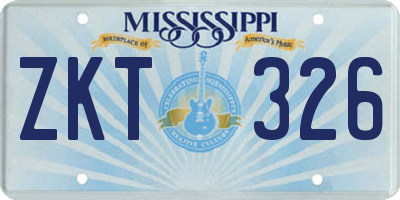 MS license plate ZKT326